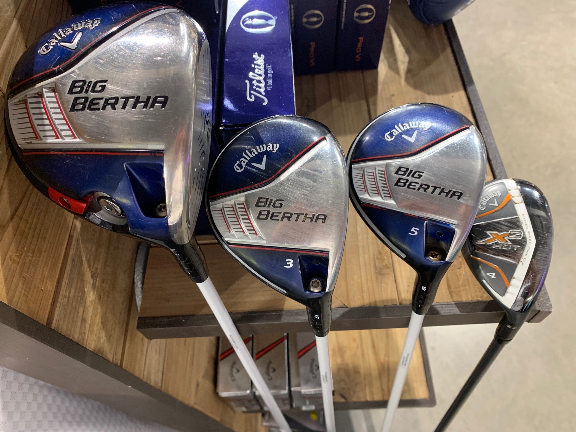 Product Image for Big Bertha Driver 3 and 5 Wood X2 Hybrid Right 10.5 Senior Fubuki 55 3 Wood-15 Degree 5 Wood 18 Degree 4 Hybrid - 22 Degree (Used - Fair)