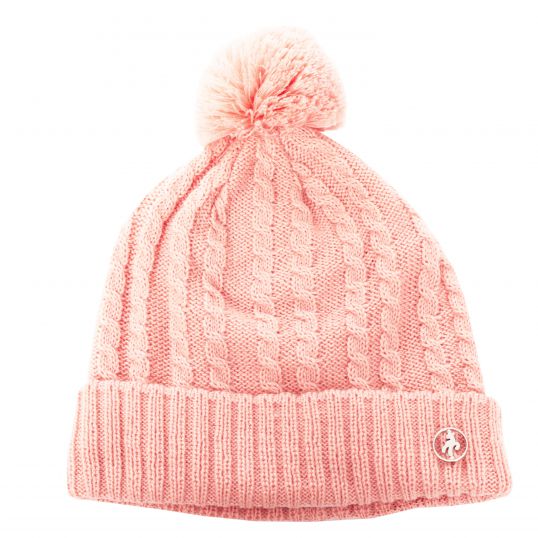 Greg Fleece Lined Cable Beanie Hat with Pom Pom