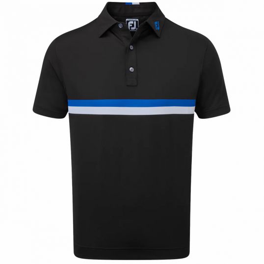 Double Chest Band Pique Polo Mens Small Black/Blue/White