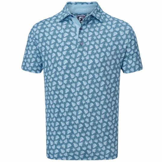 Shadow Palm Print Pique Polo Mens Extra Large Ink Blue/Dusk Blue