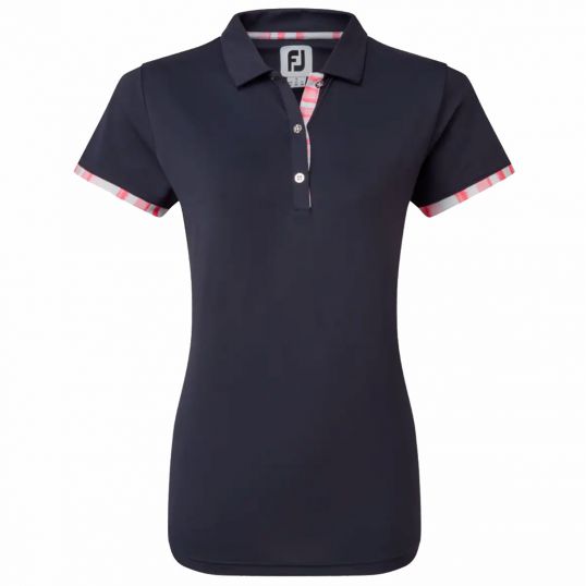 Solid with Watercolour Trim Polo Ladies Large Navy