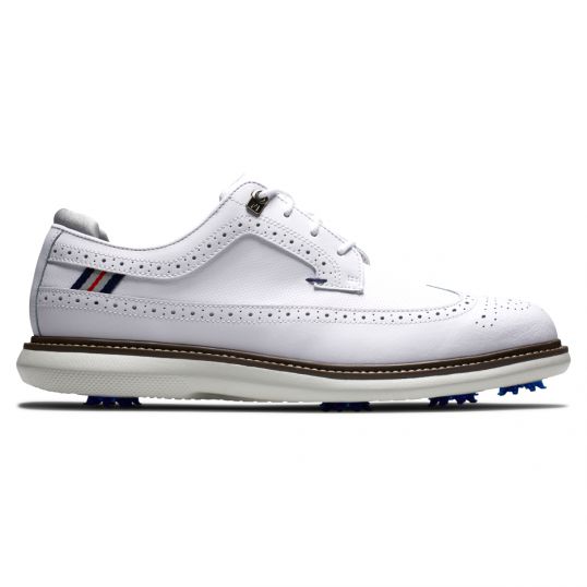 FJ Traditions Mens Golf Shoes White Wing Tip