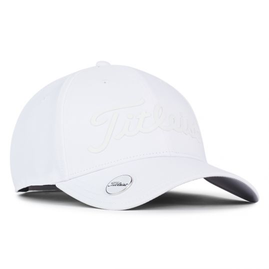 Players Performance Ball Marker Golf Cap Mens Adjustable White/White