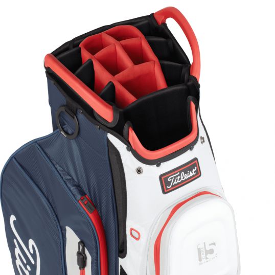 Cart 15 StaDry Golf Bag Navy/White/Red