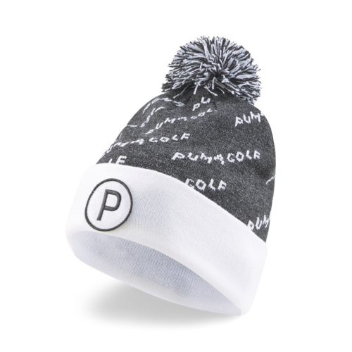 P Removeable Pom Golf Beanie Black/White