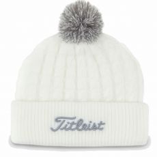 Cable Knit Pom Pom Beanie White/Grey