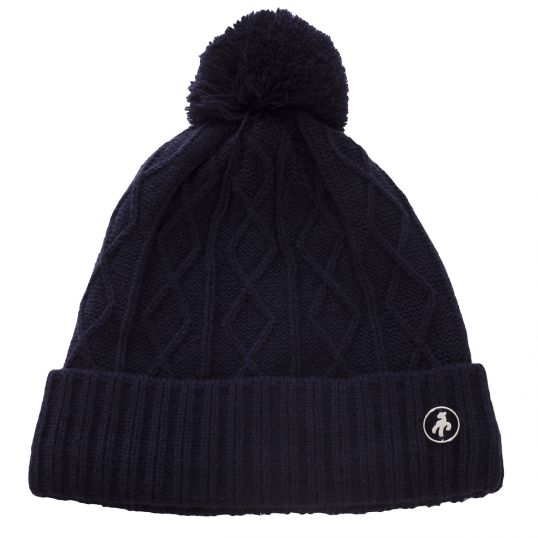 Imogen Fleece Lined Cable Hat with Pom Pom Navy