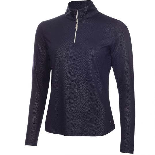 Kennedy Snakeskin Zip Neck Top Navy