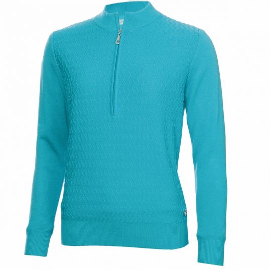 Kristian Lined Zip Neck Sweater Scuba Blue