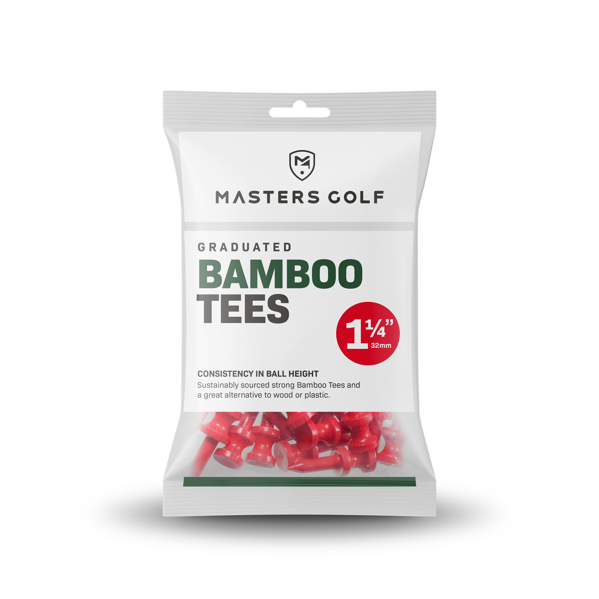 Masters Bamboo Graduated Golf Castle Tees Red