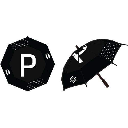 Double Canopy Umbrella Black White