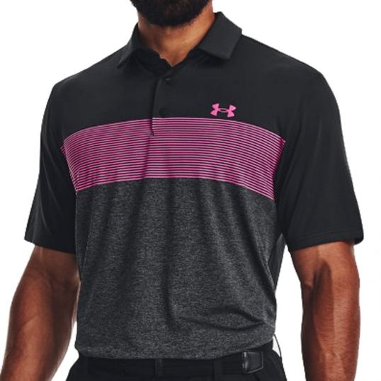 Playoff 3.0 Stripe Polo Black/Pink/Grey