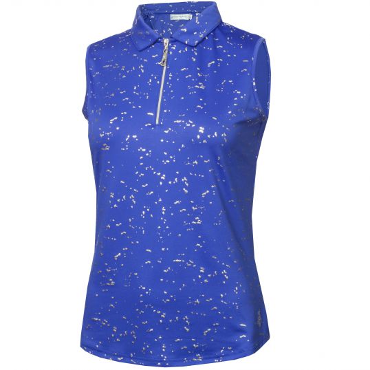 Katrianna Sleeveless Silver Foil Polo Cornflower