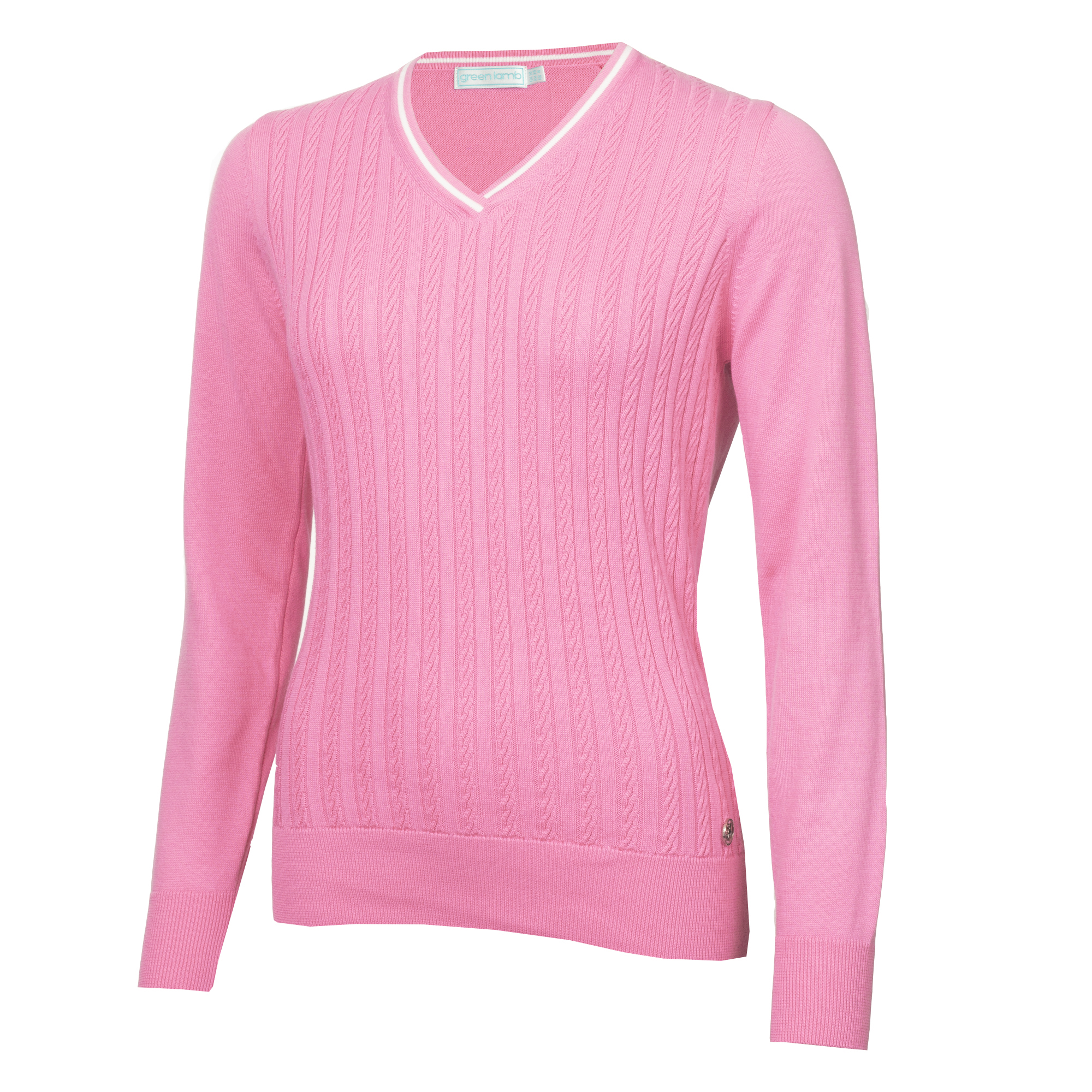 Product Image for Madison Cable V Neck Sweater Candy Ladies 10 Candy