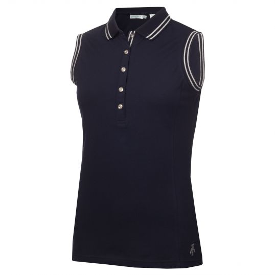 Maisie Pique Sleeveless Polo Navy