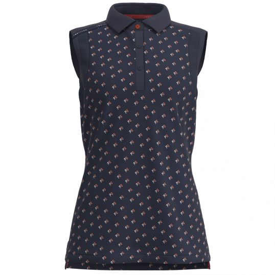 Buckland Ladies Button Sleeveless Polo Navy