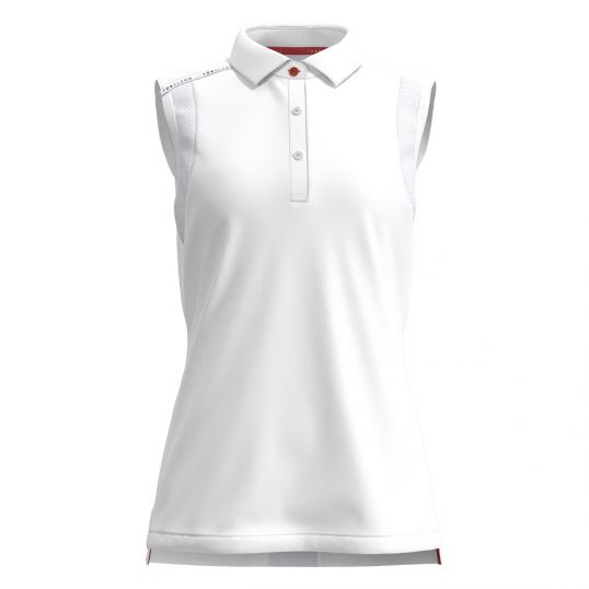 Stow Ladies Button Sleeveless Polo White Ladies Extra Large White