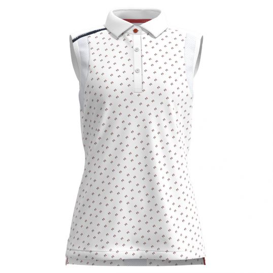 Buckland Ladies Button Sleeveless Polo White