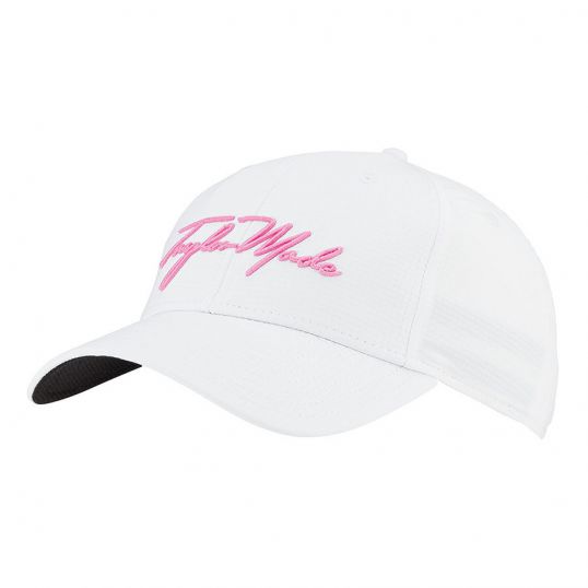 Ladies Script Golf Hat Ladies Adjustable White/Pink