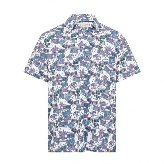 Heritage Boombox Print Polo Bright White