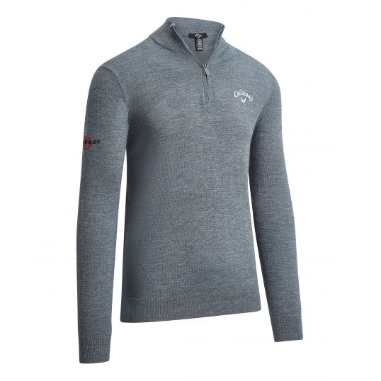 1/4 Zip Blended Merino Sweater Steel Heather