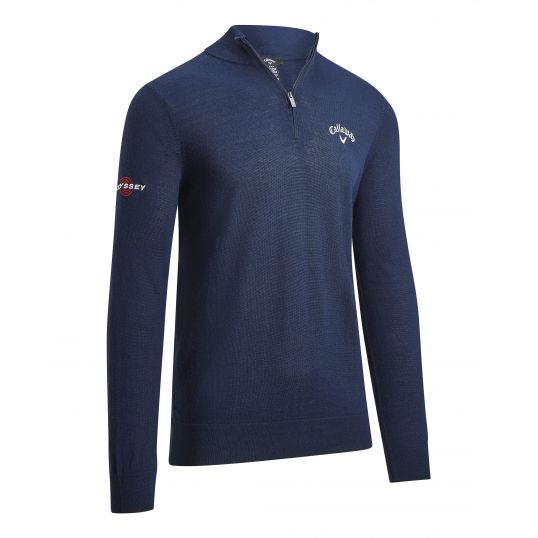 1/4 Zip Blended Merino Sweater Navy Blue