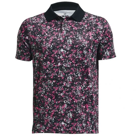 Performance Floral Speckle Junior Polo Black