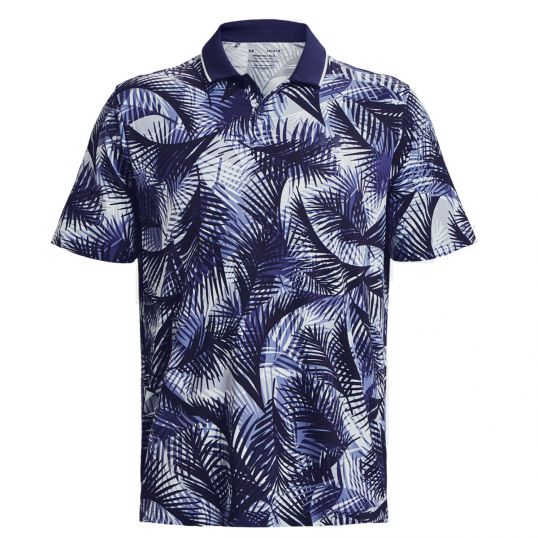Iso-Chill Graphic Palm Mens Polo Midnight Navy
