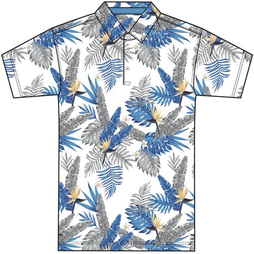 Cloudspun Aloha Polo White/Blue Mens Small White/Blue