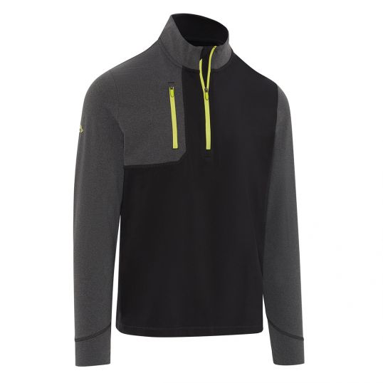 Aquapel Quarter Zip Mixed Media Sweater Caviar