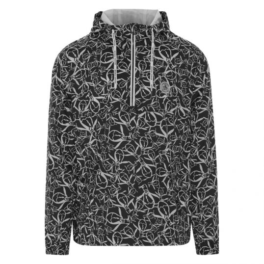 1/4 Zip Penguin Print Windbreaker Jacket Caviar