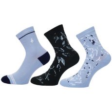 3 Pair Pack Socks Ice Blue/Black