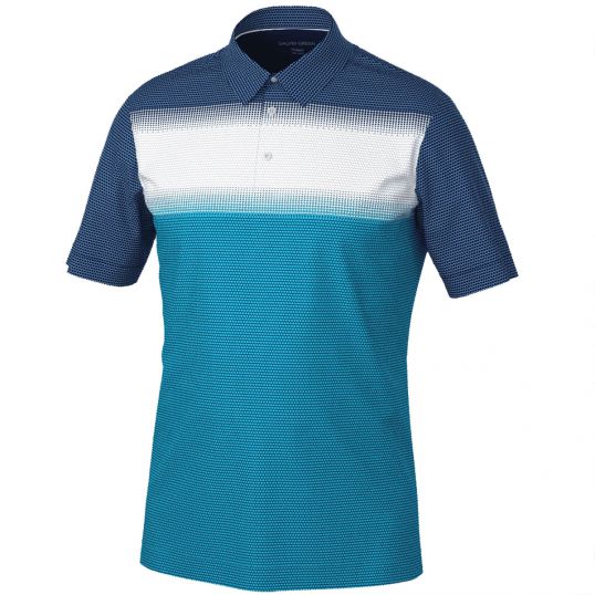 Mirca Mens Polo Aqua/White/Navy