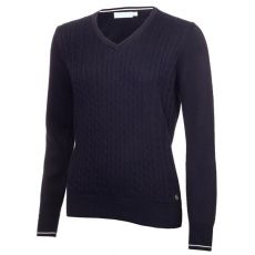Nellie Ladies Cable V Neck Sweater Navy Ladies 14 Navy