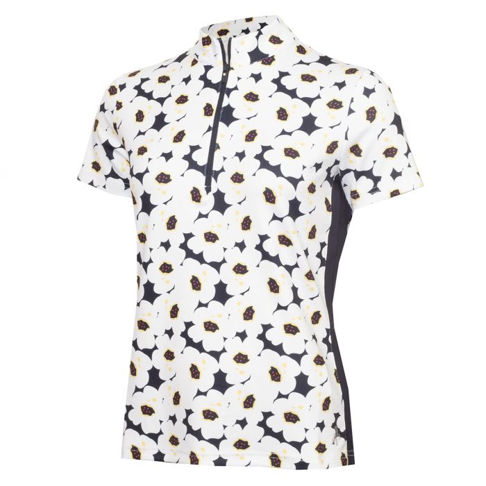 Product Image for Green Lamb Nanette Ladies Printed Half Zip Polo Poppy Print Ladies 16 Poppy Print