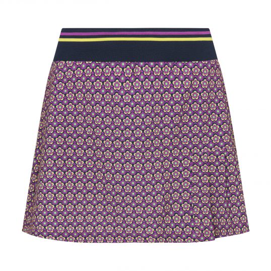 Engineered Placed Pleated Print Skort Black Iris