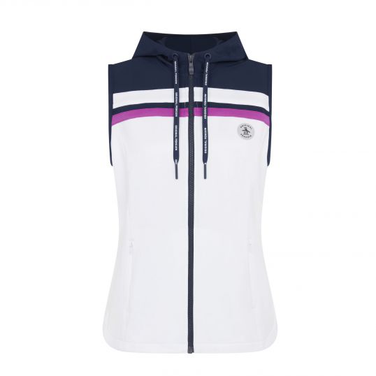 Lightweight Ladies Hoodie Colour Block Vest Bright White