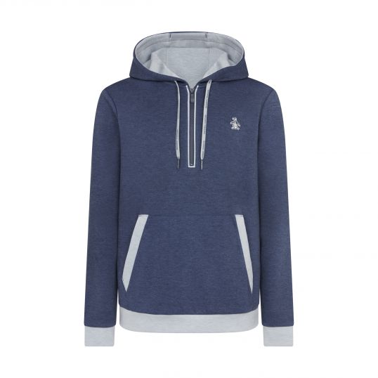 Long Sleeve 1/4 Zip Colour Block Hoodie Black Iris