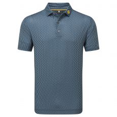 Wiggle Print Lisle Polo Navy/Grey/White