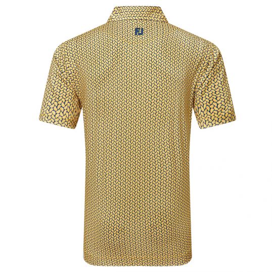 Citrus Print Lisle Polo Taxi/Navy