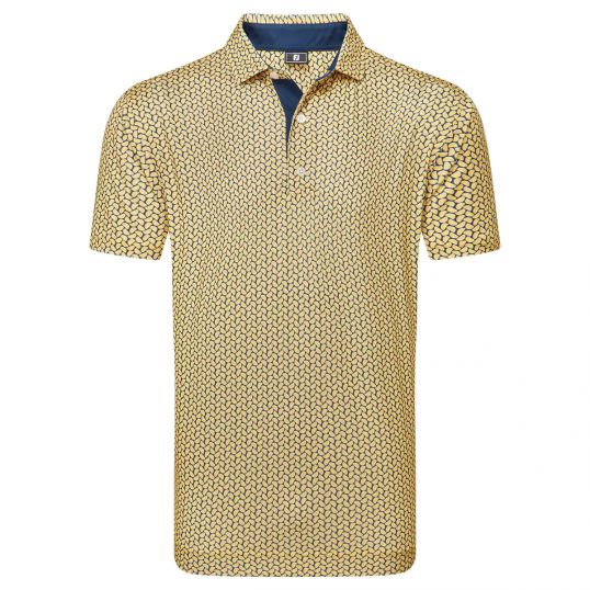 Citrus Print Lisle Polo Taxi/Navy