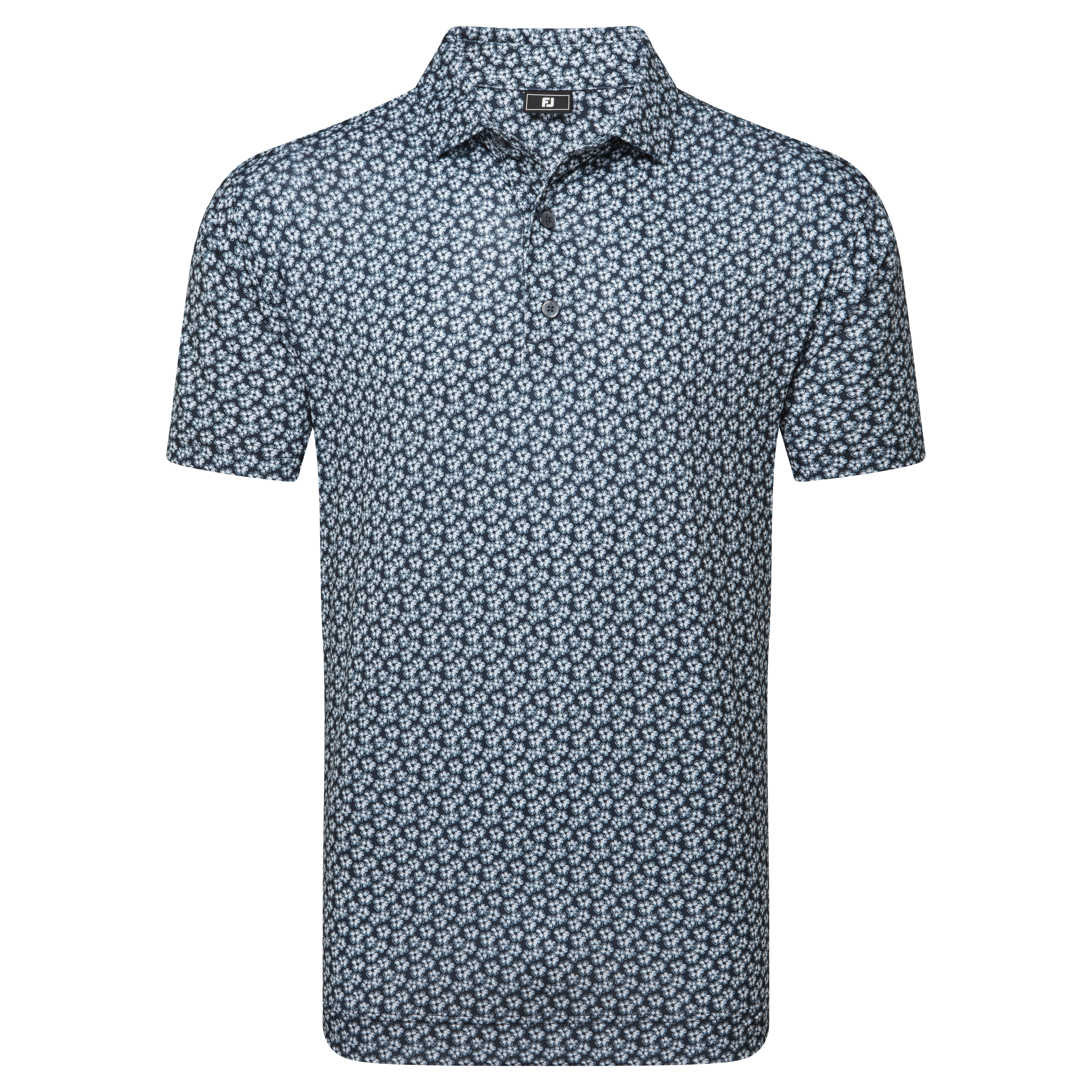 Product Image for Footjoy Floral Sketch Print Lisle Polo Pink White/Navy Mens Large White/Navy