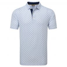 Figure Print Lisle Polo Pink White/Navy