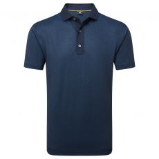 Etched Texture Print Lisle Polo Navy