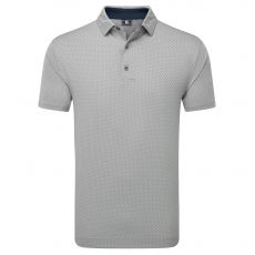 Stretch Lisle Dot Print Polo Grey/Navy