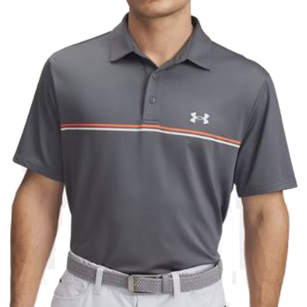 Product Image for Under Armour Playoff 3.0 Stripe Polo Castlerock/Fire Mens Medium Castlerock/Fire