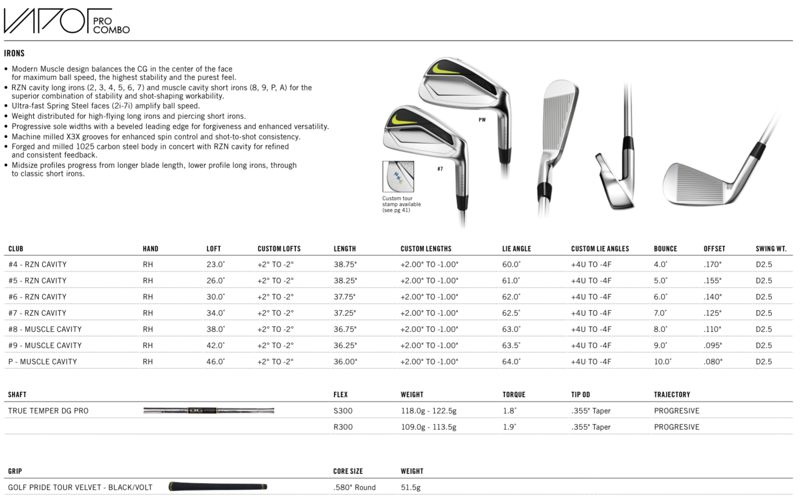 Nike Vapor Pro Combo Irons Steel Shafts | Irons at JamGolf