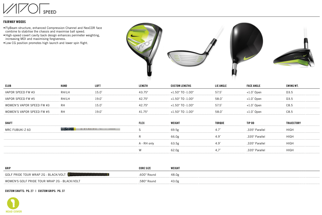 Custom fit details for Vapor Speed Fairway Wood