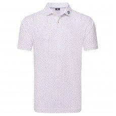 Bounce Print Pique Polo White/Hibiscus