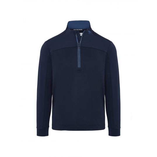 Lightweight 1/4 Zip Mixed Media Pullover Black Iris